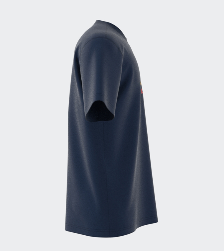 تيشيرت بأكمام قصيرة وطبعة شعار 