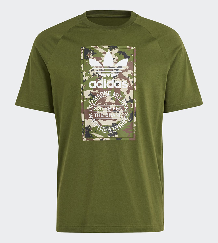Camo Tongue Print Crew Neck T-Shirt