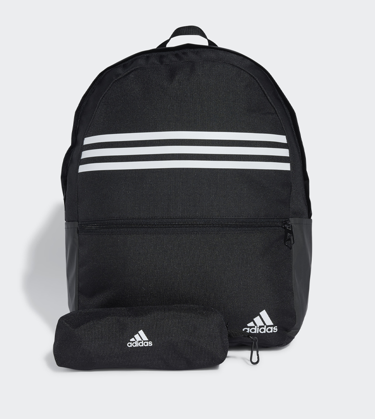 Classic Horizontal 3-Stripes Backpack with Pouch