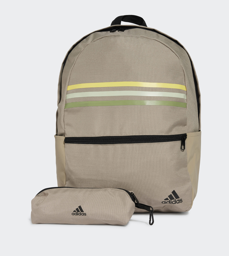 Classic Horizontal 3-Stripes Backpack with Pouch