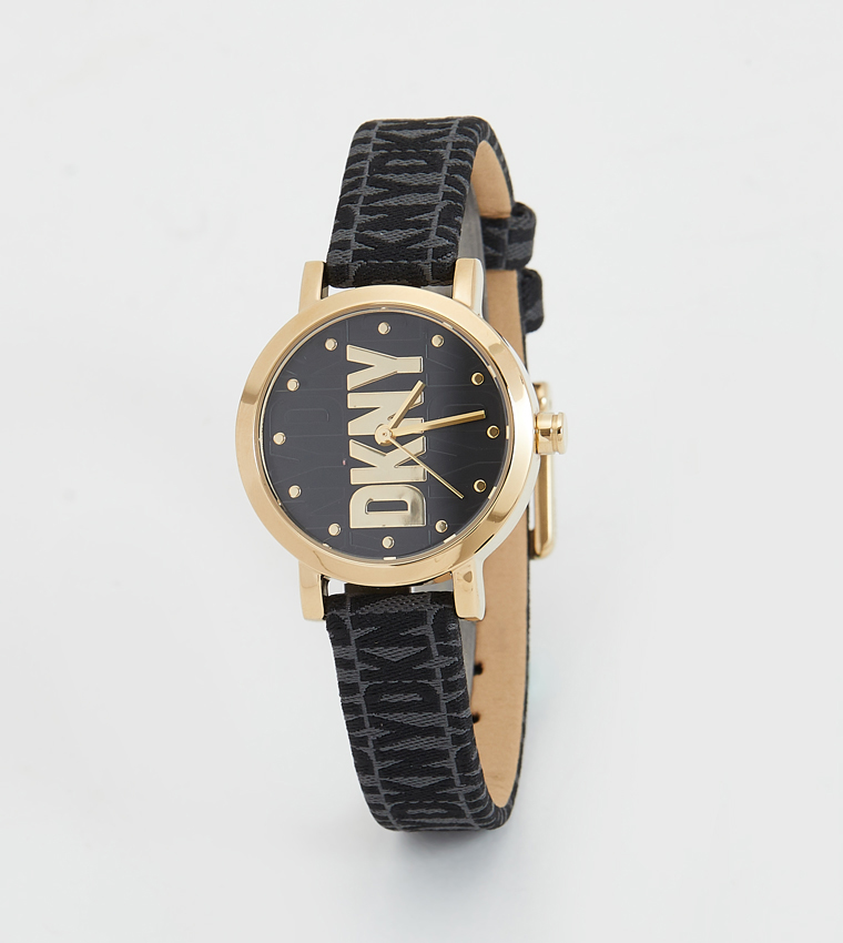 ساعة أنالوج سوهو ميدي بخلفية سوداء