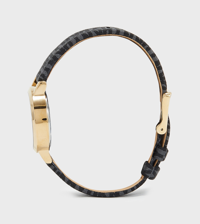 ساعة أنالوج سوهو ميدي بخلفية سوداء