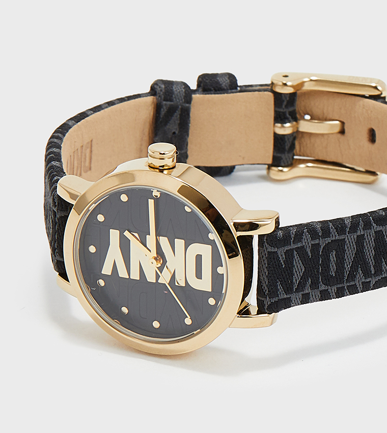 ساعة أنالوج سوهو ميدي بخلفية سوداء