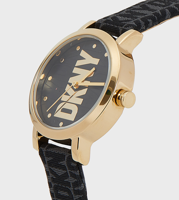 ساعة أنالوج سوهو ميدي بخلفية سوداء