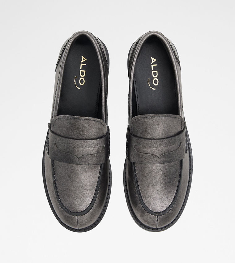 ADIBAEN Metallic Leather Loafers