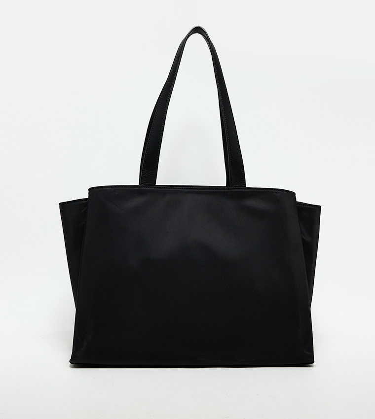 Solid Front Pocket Tote Bag