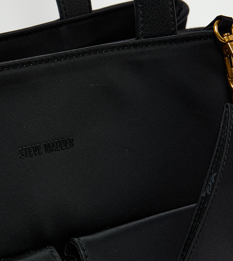 Solid Front Pocket Tote Bag