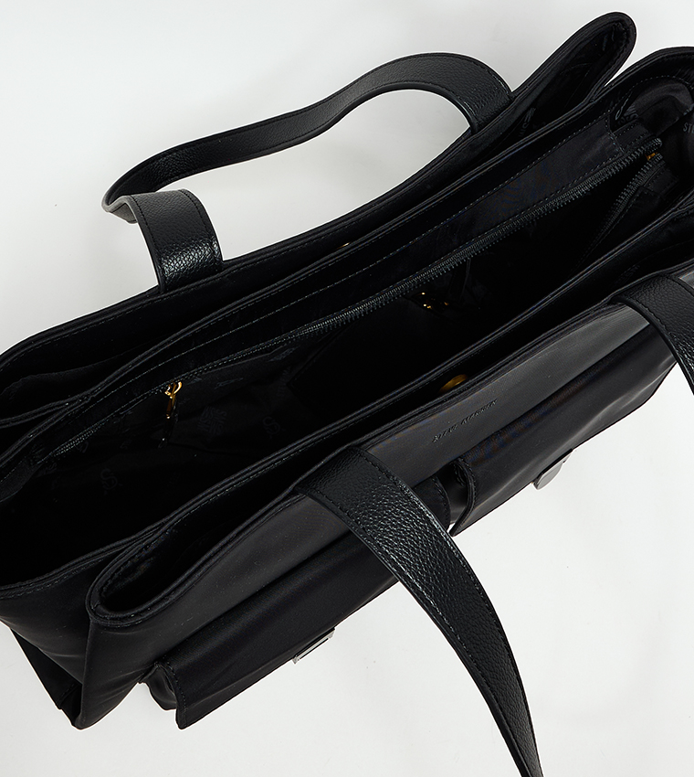 Solid Front Pocket Tote Bag