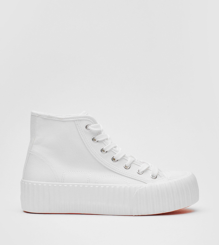 Buy Nasty Gal Ribbed Faux Leather Hi Top Flatform Sneakers In White 6thStreet UAE