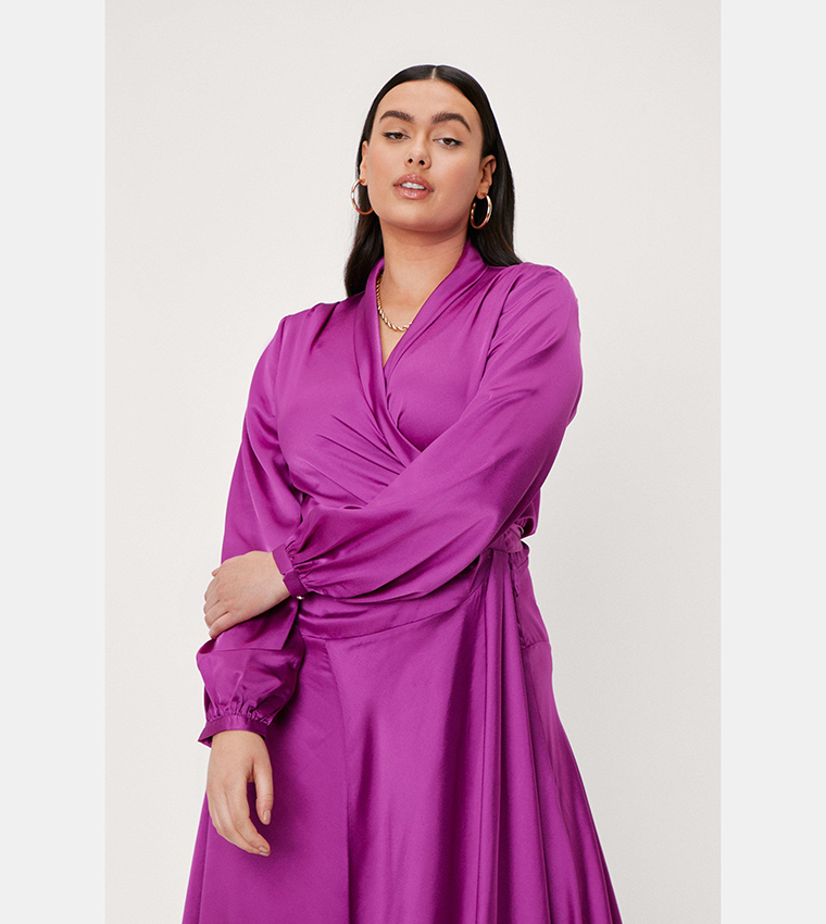 midi side split dress Satin Midi Dress With A Side Slit
