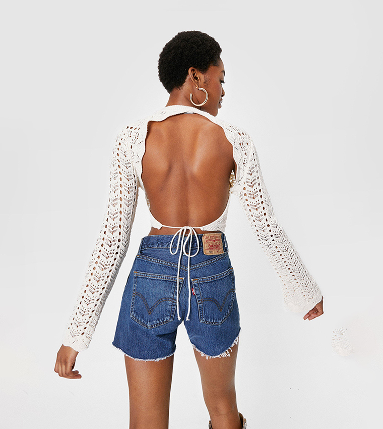 Buy Nasty Gal Crochet Knitted Open Back Tie Crop Top In Ecru buy-nasty-gal-crochet-knitted-open-back-tie-crop-top-in-ecru