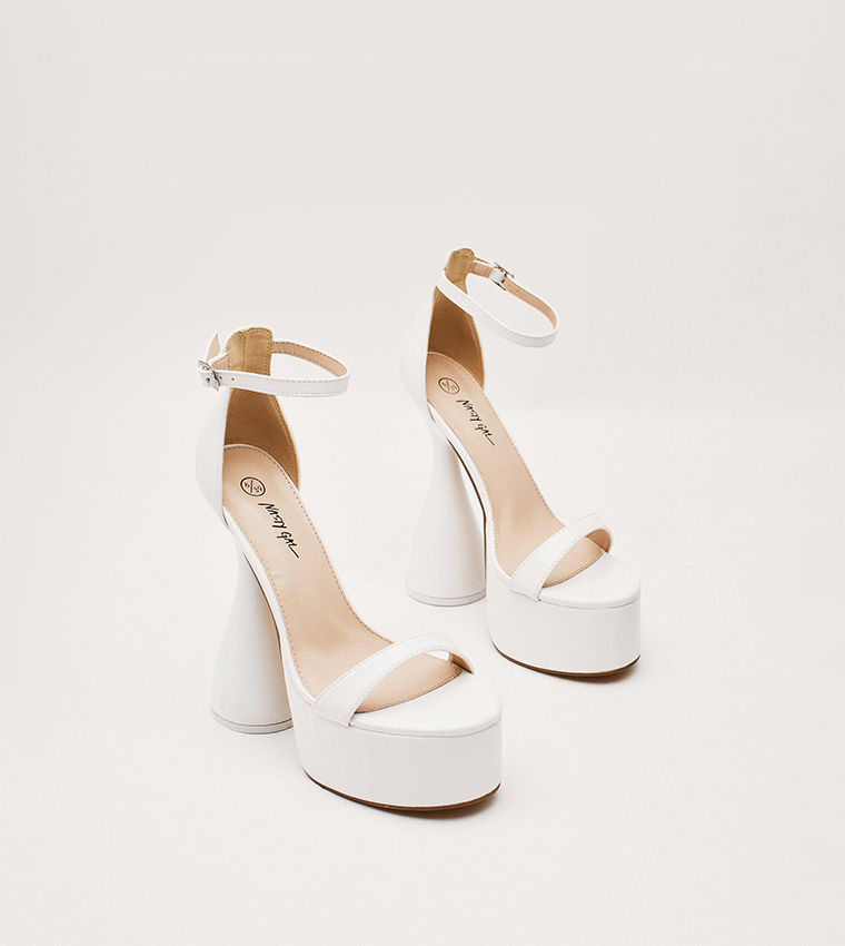 Buy Nasty Gal Faux Leather Strappy Spool Heel Platform Shoes In