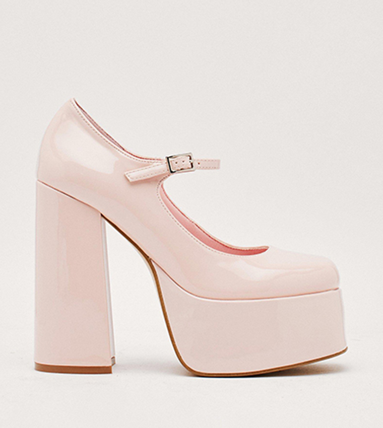 Buy Nasty Gal Patent Platform Mary Jane Heels In Baby Pink