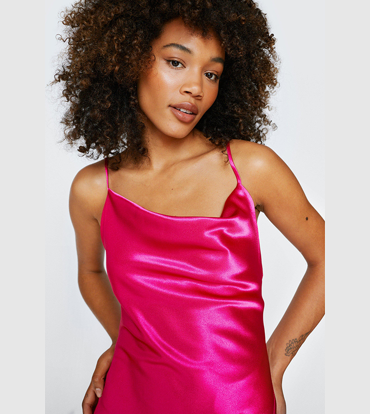 Buy Nasty Gal Cowl Neck Satin Maxi Slip Dress In Pink 6thstreet Bahrain