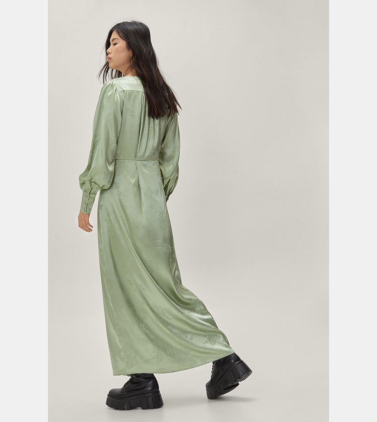 Jacquard Long Sleeve Maxi Dress