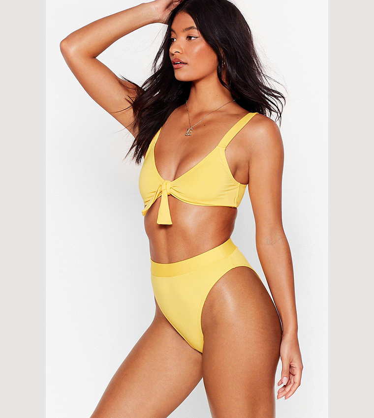 Recycled Tie Front High Leg Bikini Set
