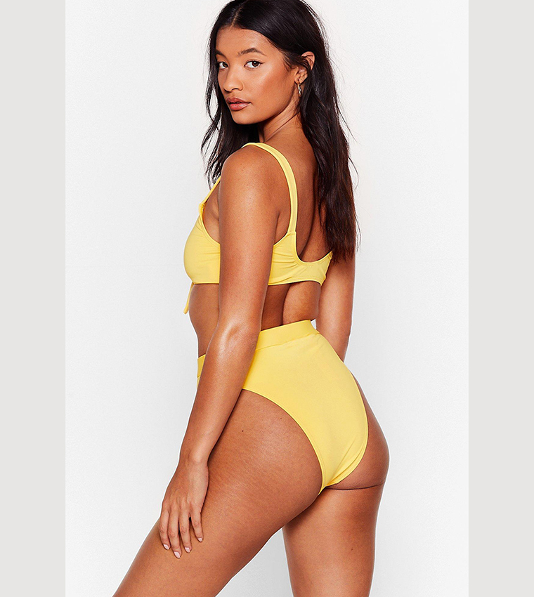 Recycled Tie Front High Leg Bikini Set
