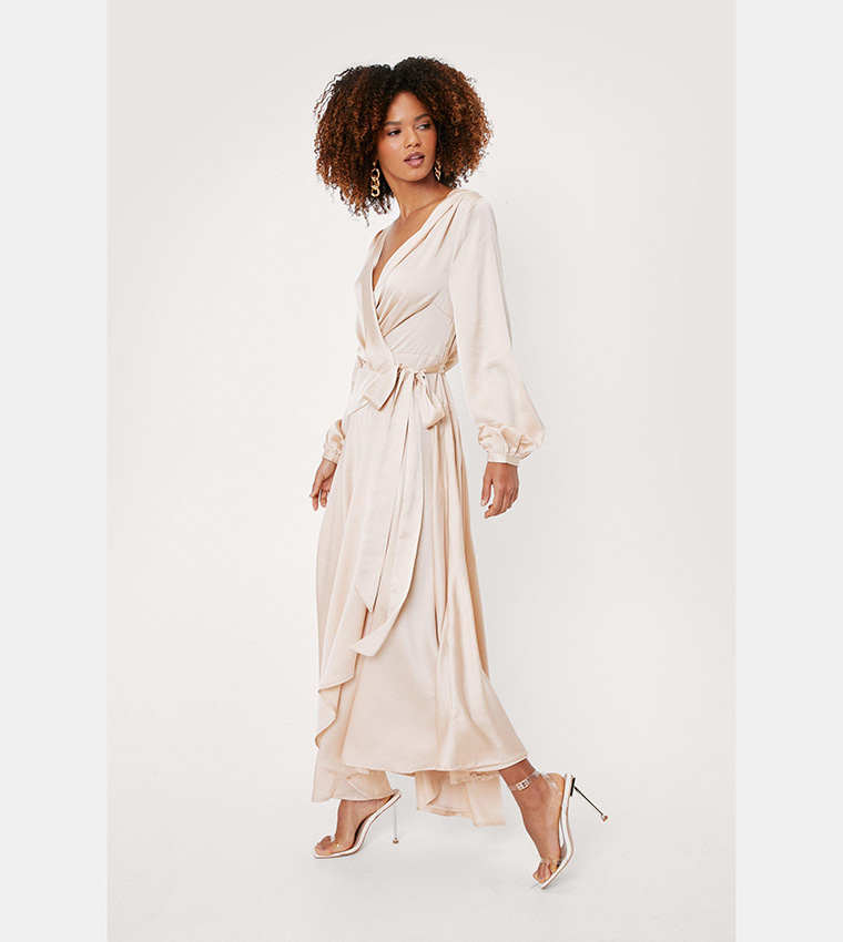 Nasty gal sales satin wrap dress