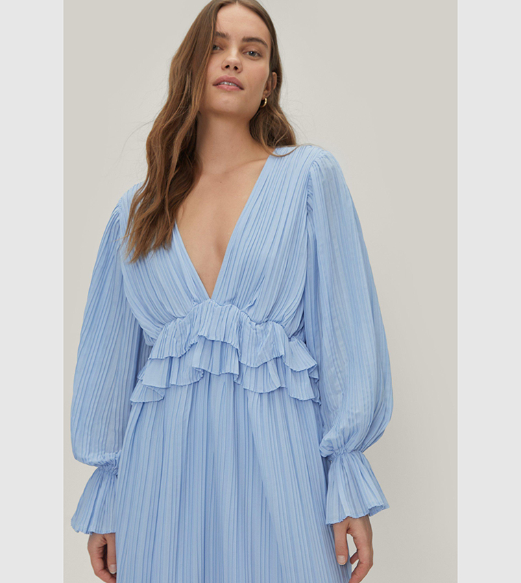 nasty gal pleated dress Ochre PrettyLittleThing Satin Pleated Details Strappy Maxi Dress