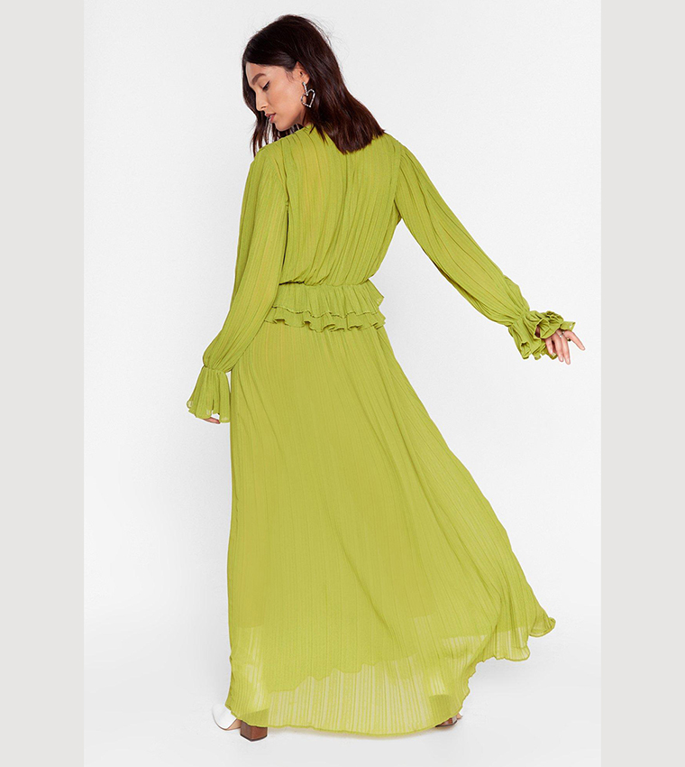 nasty gal green maxi dress Green Tulle V Neck Tiered Maxi Dress