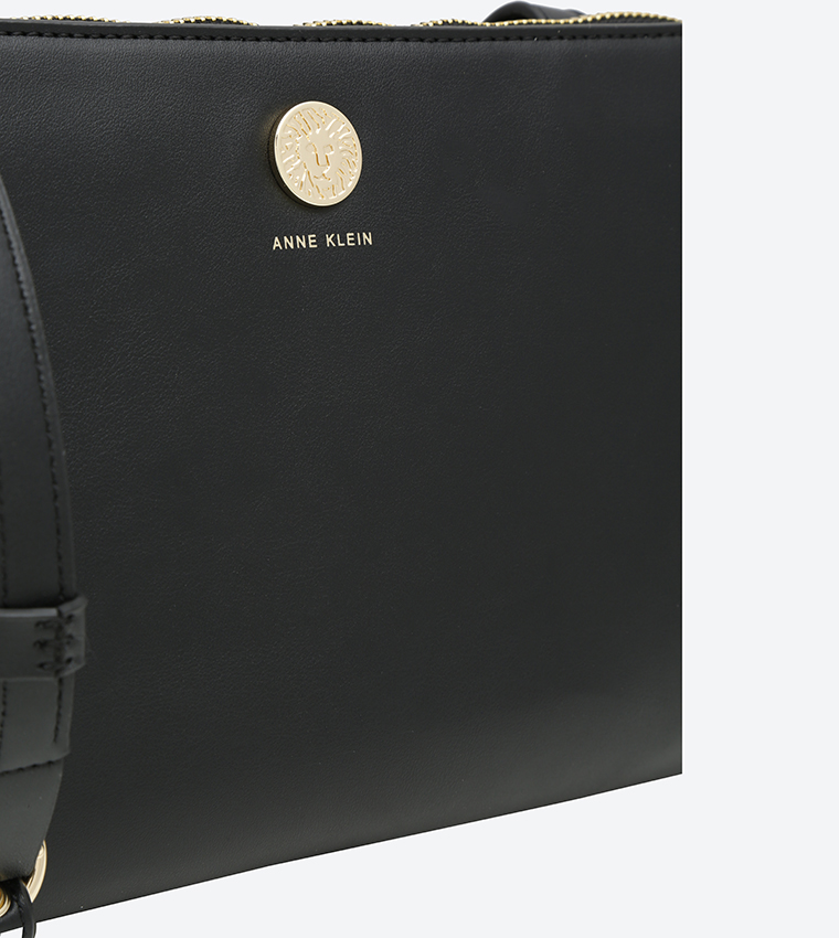 Signature Dual Compartment Cross Body Bag - Black