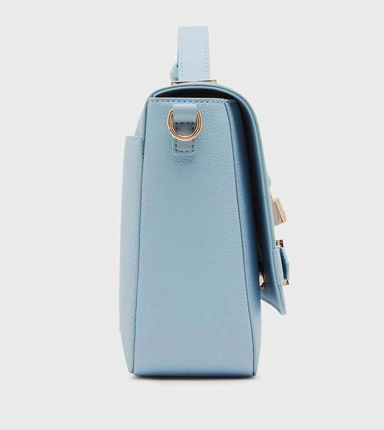 Textured Flap Top Handle Bag