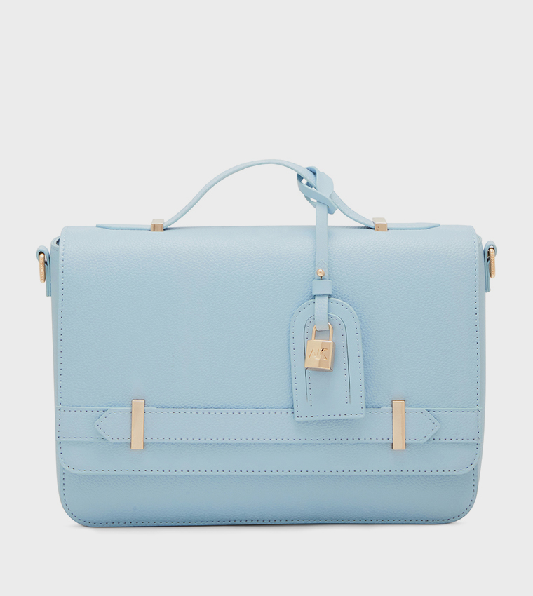 Textured Flap Top Handle Bag