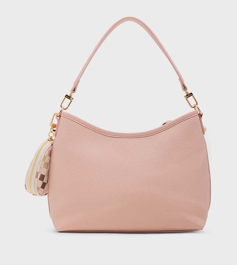 Textured Shoulder Bag with Coin Pouch