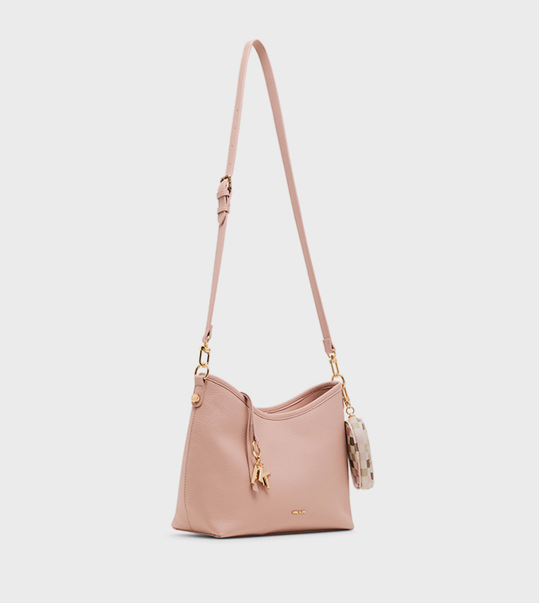 Textured Shoulder Bag with Coin Pouch
