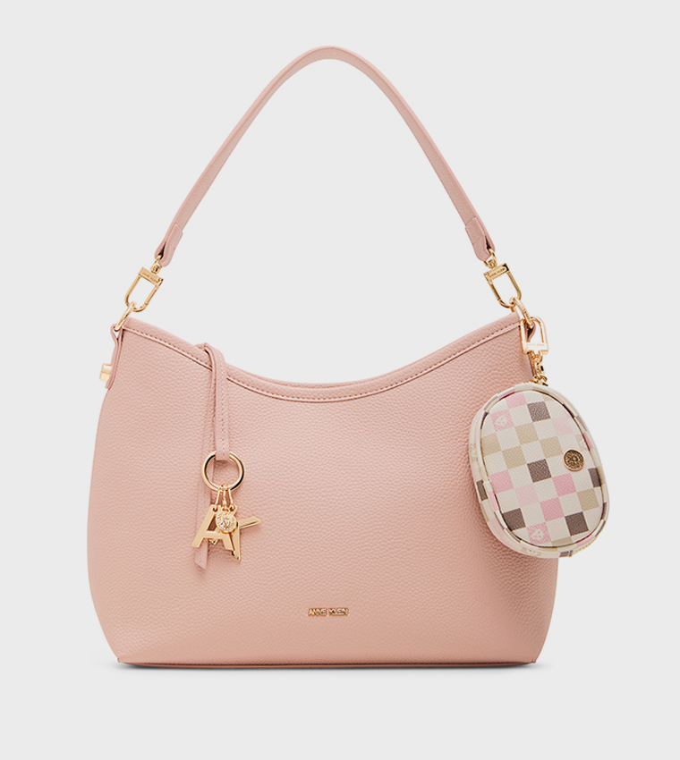 Textured Shoulder Bag with Coin Pouch