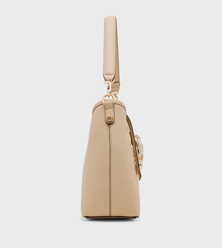 Textured Shoulder Bag with Coin Pouch