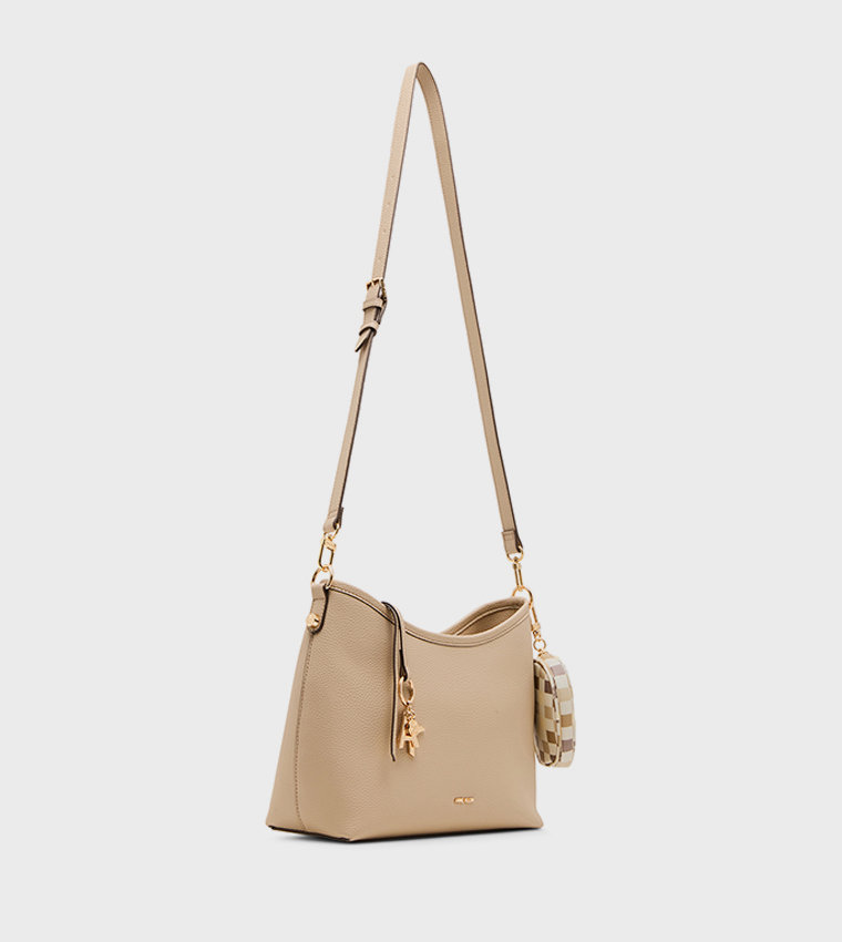 Textured Shoulder Bag with Coin Pouch