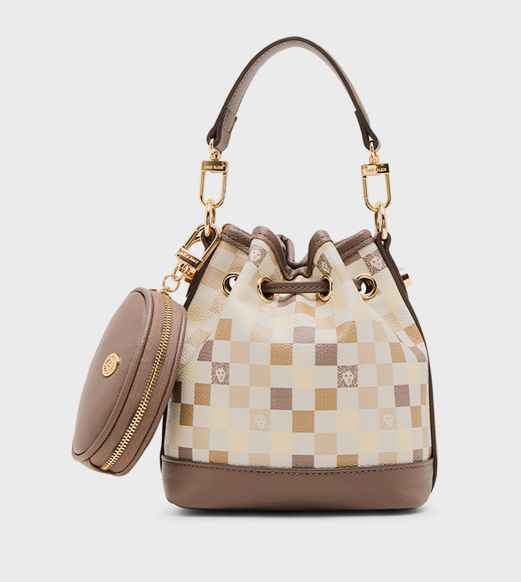 Patterned Drawstring Bucket Bag