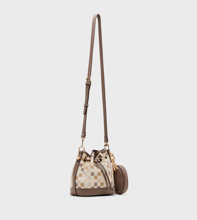 Patterned Drawstring Bucket Bag