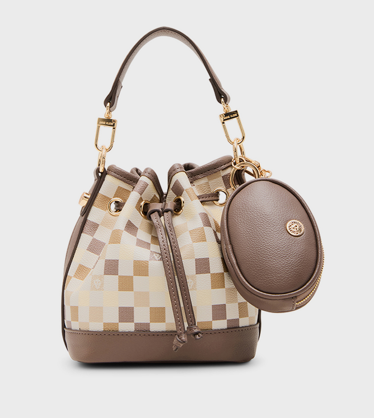 Patterned Drawstring Bucket Bag