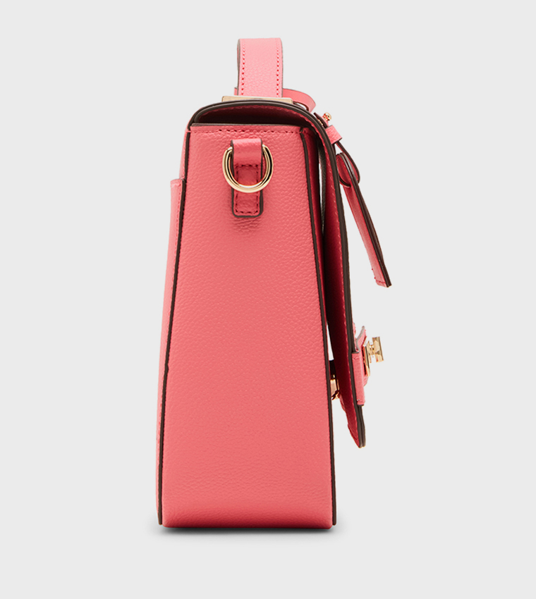 Textured Flap Top-Handle Bag