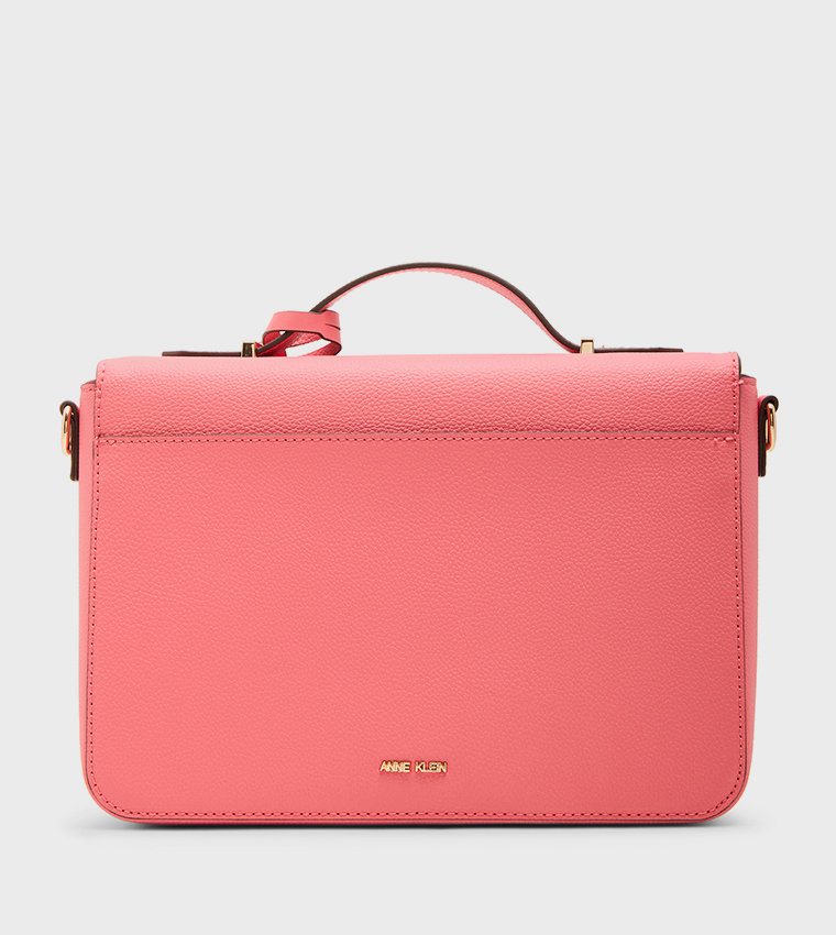 Textured Flap Top-Handle Bag