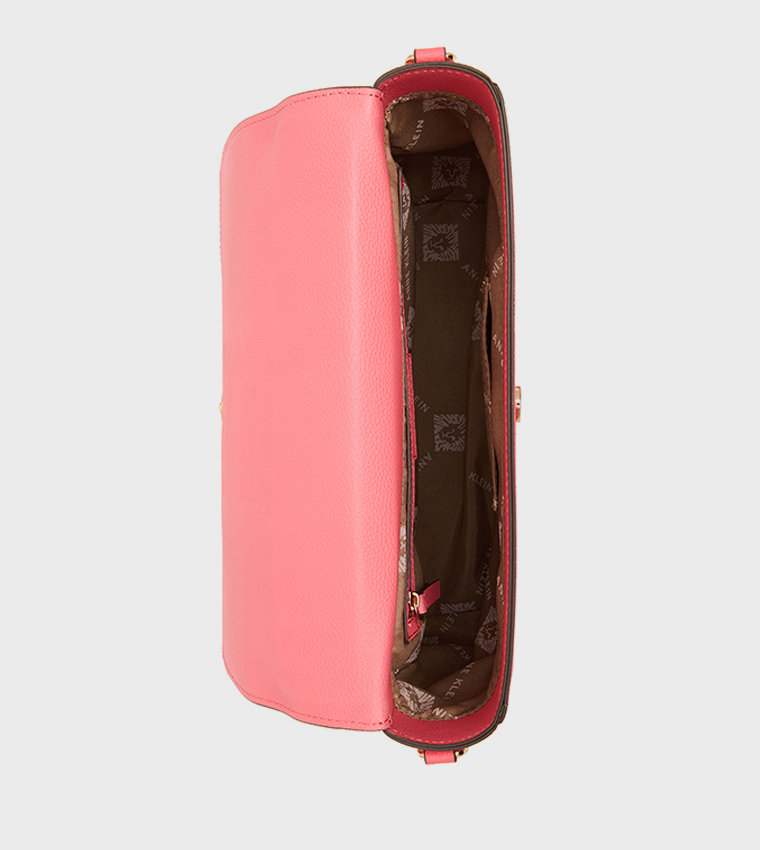 Textured Flap Top-Handle Bag