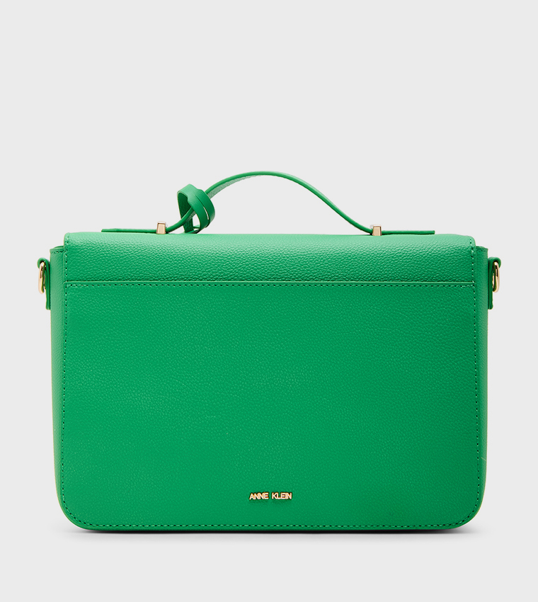 Textured Flap Top-Handle Bag