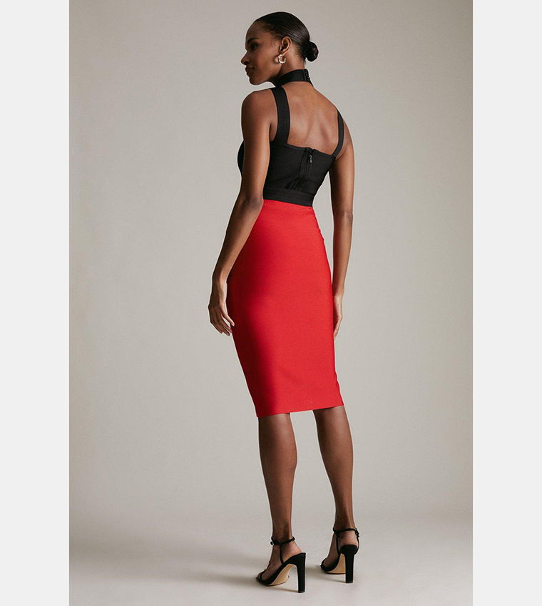 Karen millen red pencil skirt best sale