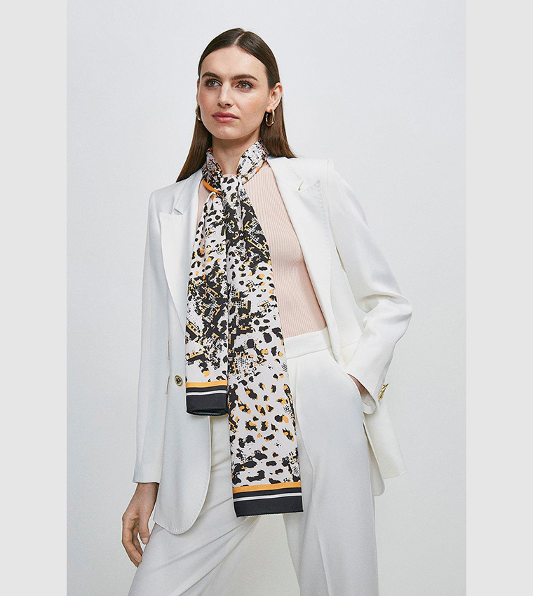 Buy Karen Millen Animal Print Long Satin Scarf In Beige