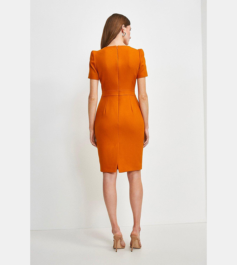 karen millen Pencil Midi Dress オレンジ　UK8 Buy Karen Millen Tailored Short Sleeve Utility Pencil Midi