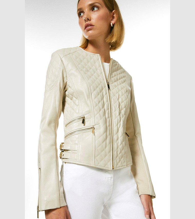 Karen millen cream 2025 leather jacket