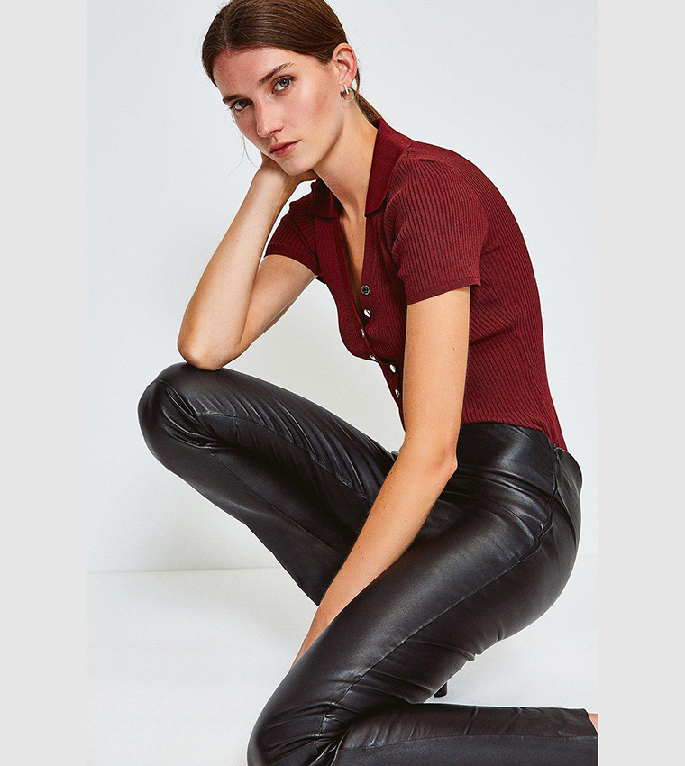 Buy Karen Millen Stretch Leather Leggings In Black 6thStreet Bahrain