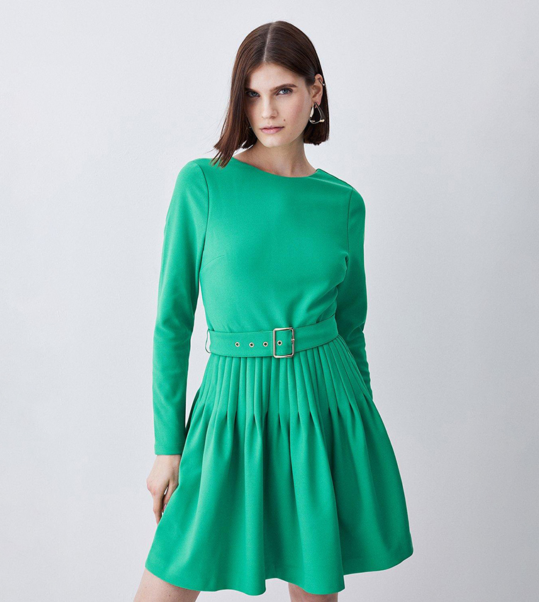 Buy Karen Millen Long Sleeve Pleated Figure Form Crepe Mini Dress In Green | 6thstreet Bahrain Buy Karen Millen Long Sleeve Pleated Figure Form Crepe Mini Dress In Green | 6thstreet Bahrain