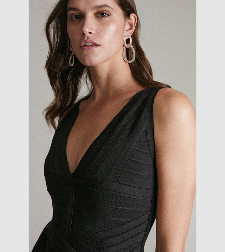 Buy Karen Millen Bandage Knit Fringe Tiered Midi Dress In Black | 6thstreet  Qatar
