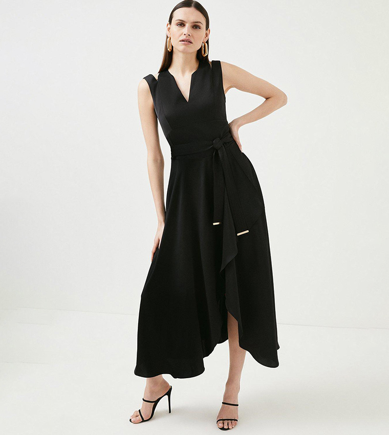 Buy Karen Millen Satin Waterfall Maxi Dress In Black 6thStreet Oman