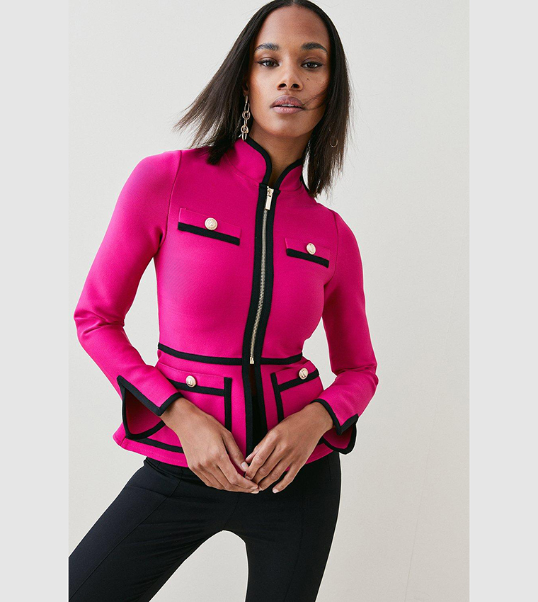 Contrast Piping Bandage Jacket
