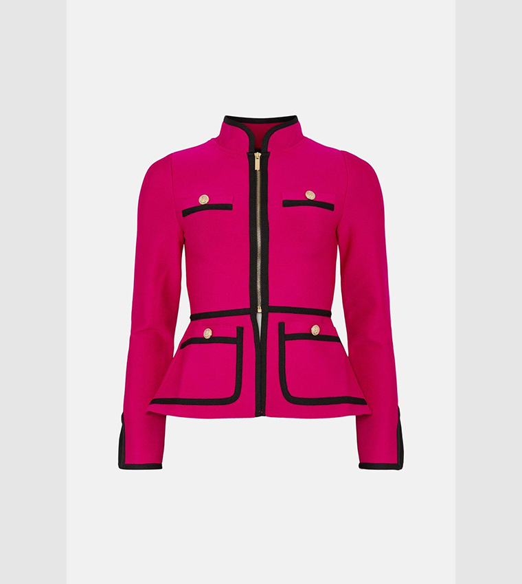 Contrast Piping Bandage Jacket
