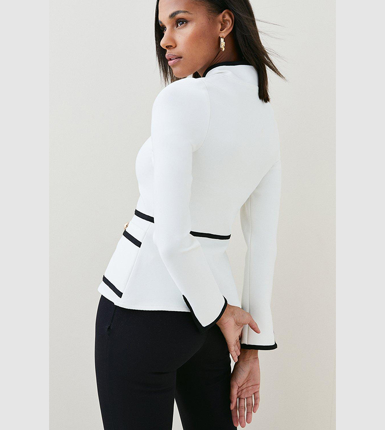 Buy Karen Millen Contrast Piping Bandage Jacket In White 6thStreet Qatar